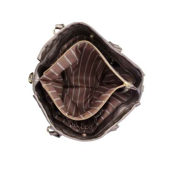 Steven By Steve Madden Metallic Tote Bag With Dual Handles & Zipper Accents - Picture 7 of 8